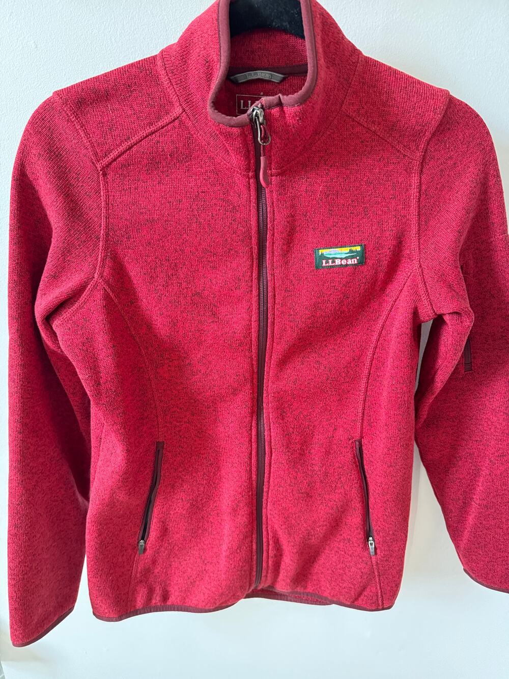 L.L.Bean Women's Sweater Fleece Full-Zip Jacket Red Heather XS